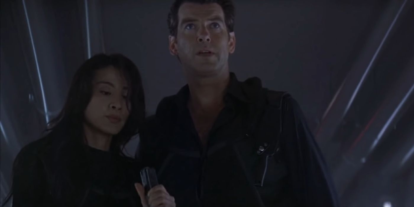 Bond and Wai Lin on Carver's ship in Tomorrow Never Dies