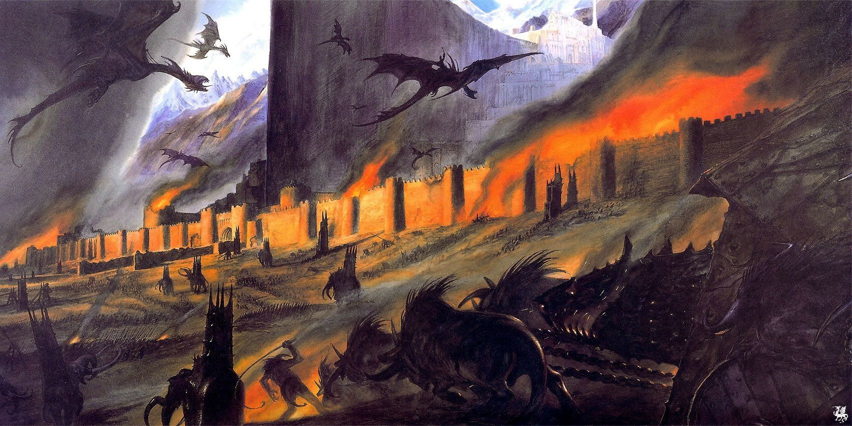 Siege Of Minas Tirith By John Howe Cropped