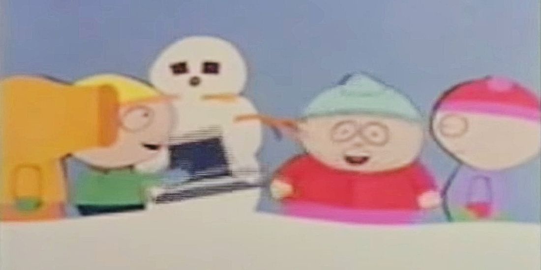 Un fotograma del primer episodio de South Park. "Jesús contra Frosty."