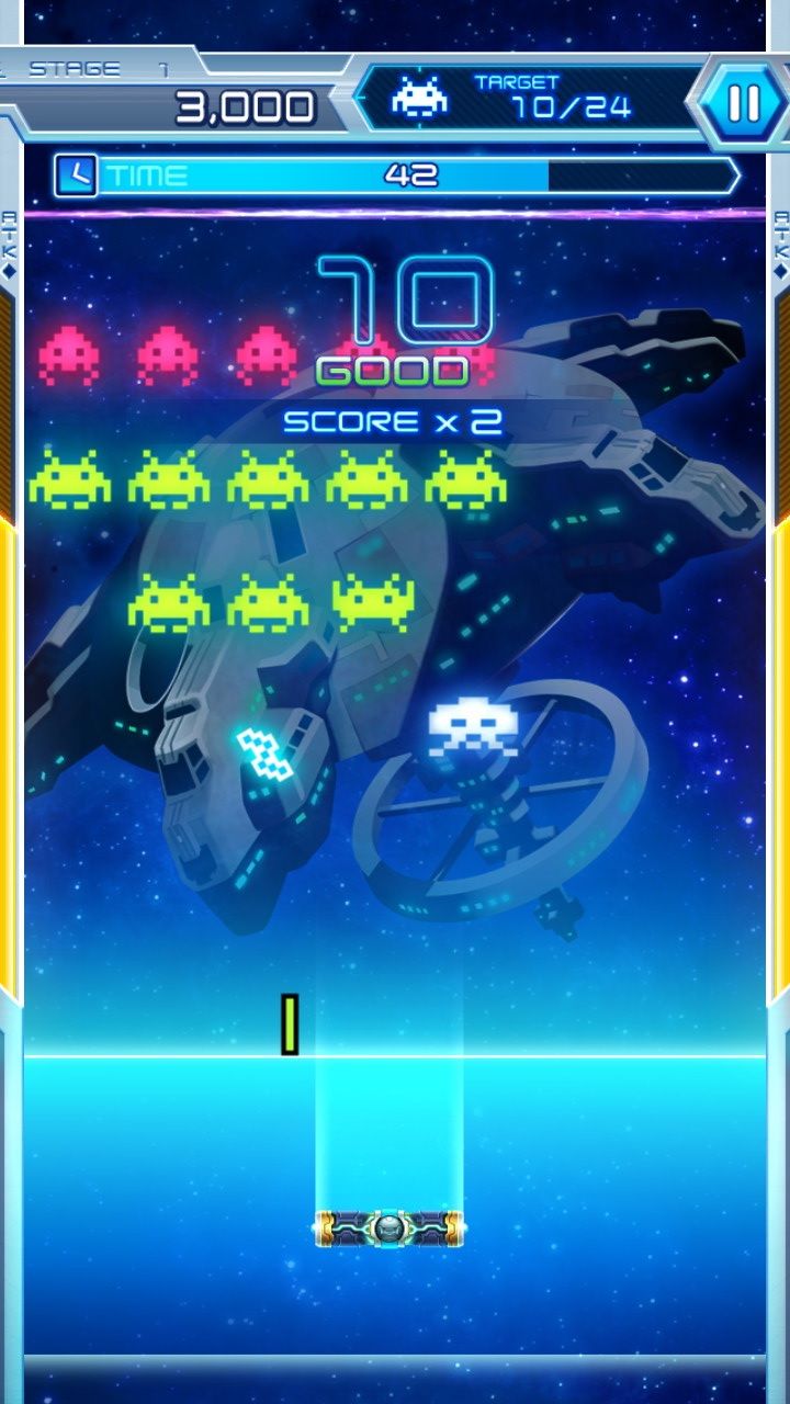 A screenshot of Space Invaders vs. Arkanoid in Nintendo Switch.