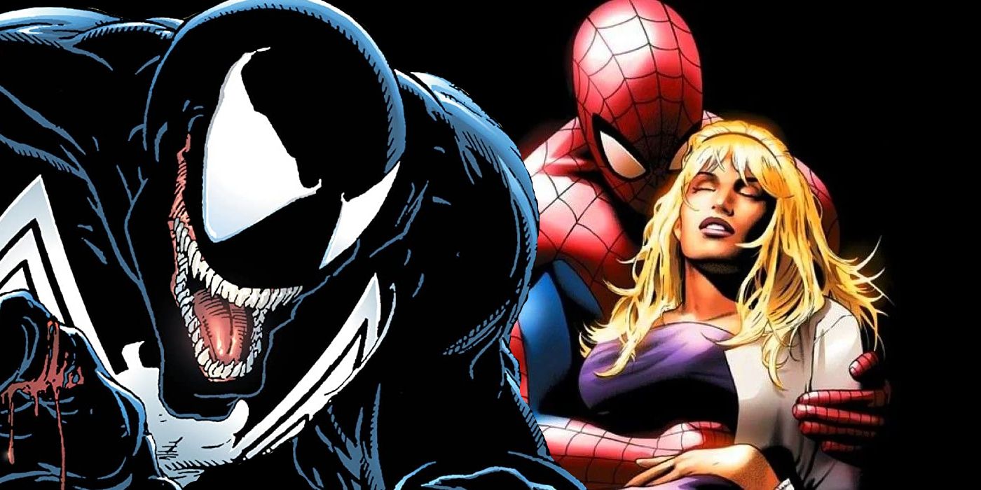 Venom with Spider-Man Holding Gwen Stacy