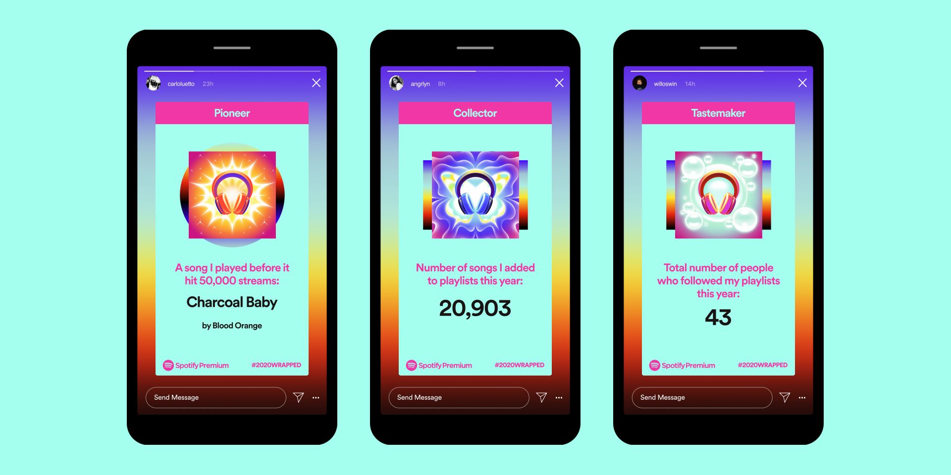 Spotify Wrapped 2020 in-app premium badges