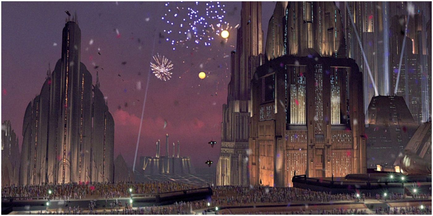 Fuochi d'artificio in mostra a Coruscant nell'edizione speciale Il Ritorno dello Jedi