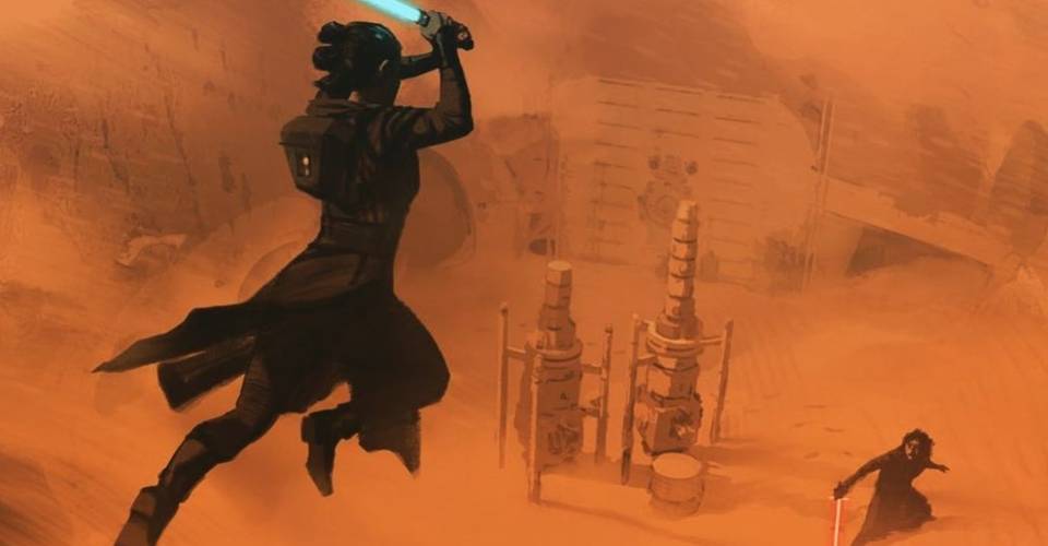 Rey Kylo Duel On Tatooine In Early Rise Of Skywalker Concept Art