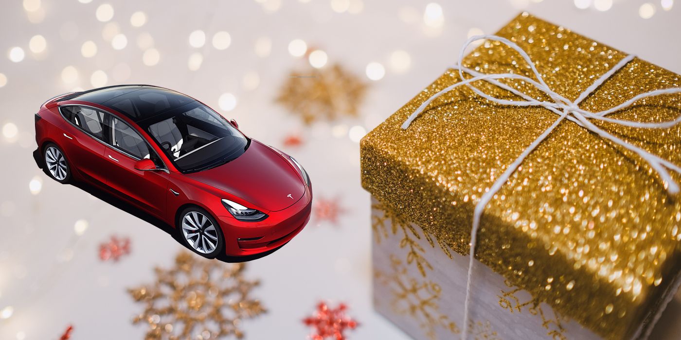 Tesla car and Christmas present
