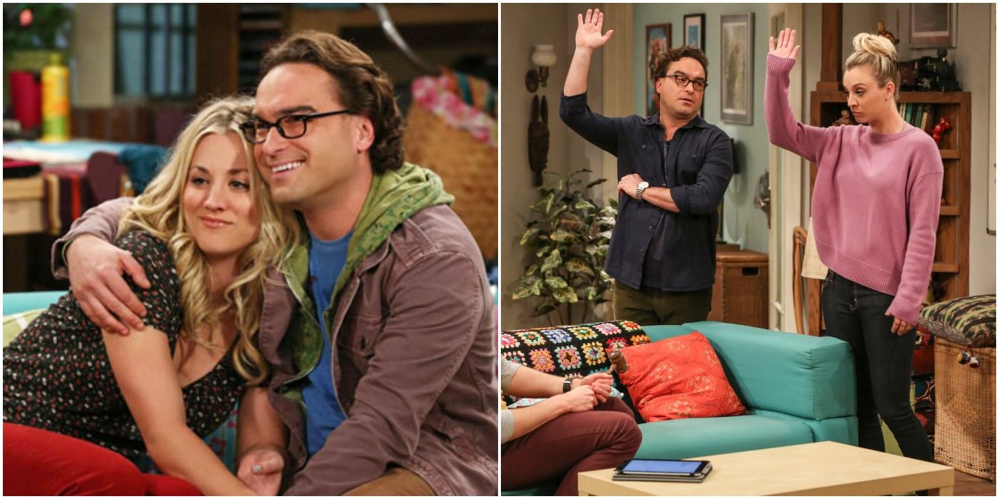 The Big Bang Theory Penny And Leonard Cuddling Hands Raised