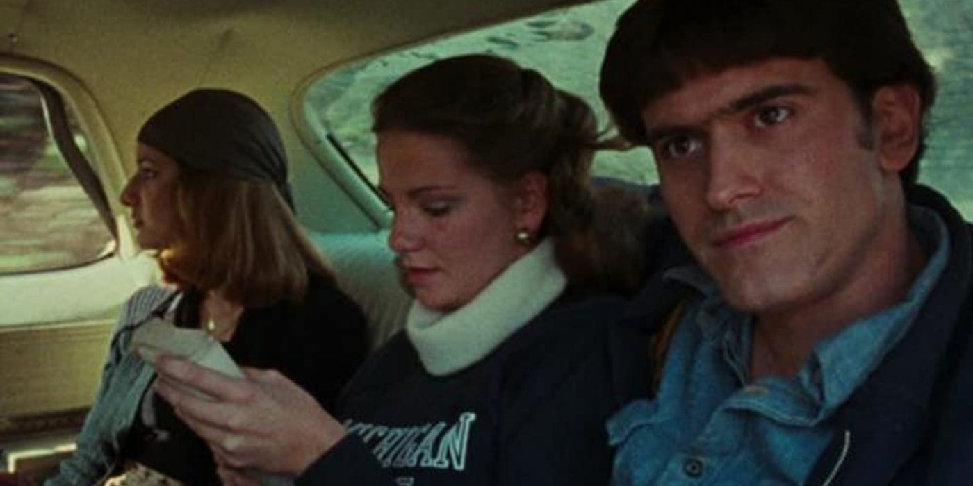 The Evil Dead 1981 Cast in Backseat Car