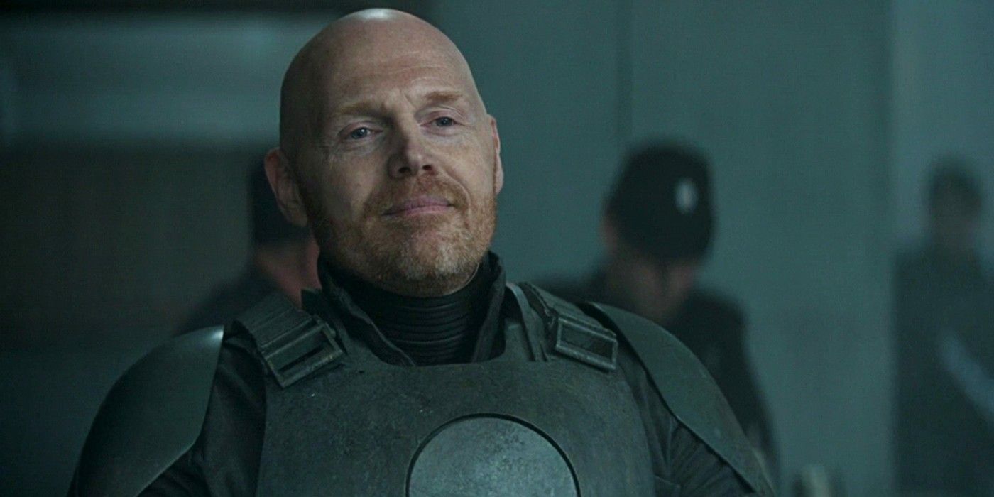 Bill Burr as Mayfeld on an Imperial compound in The Mandalorian