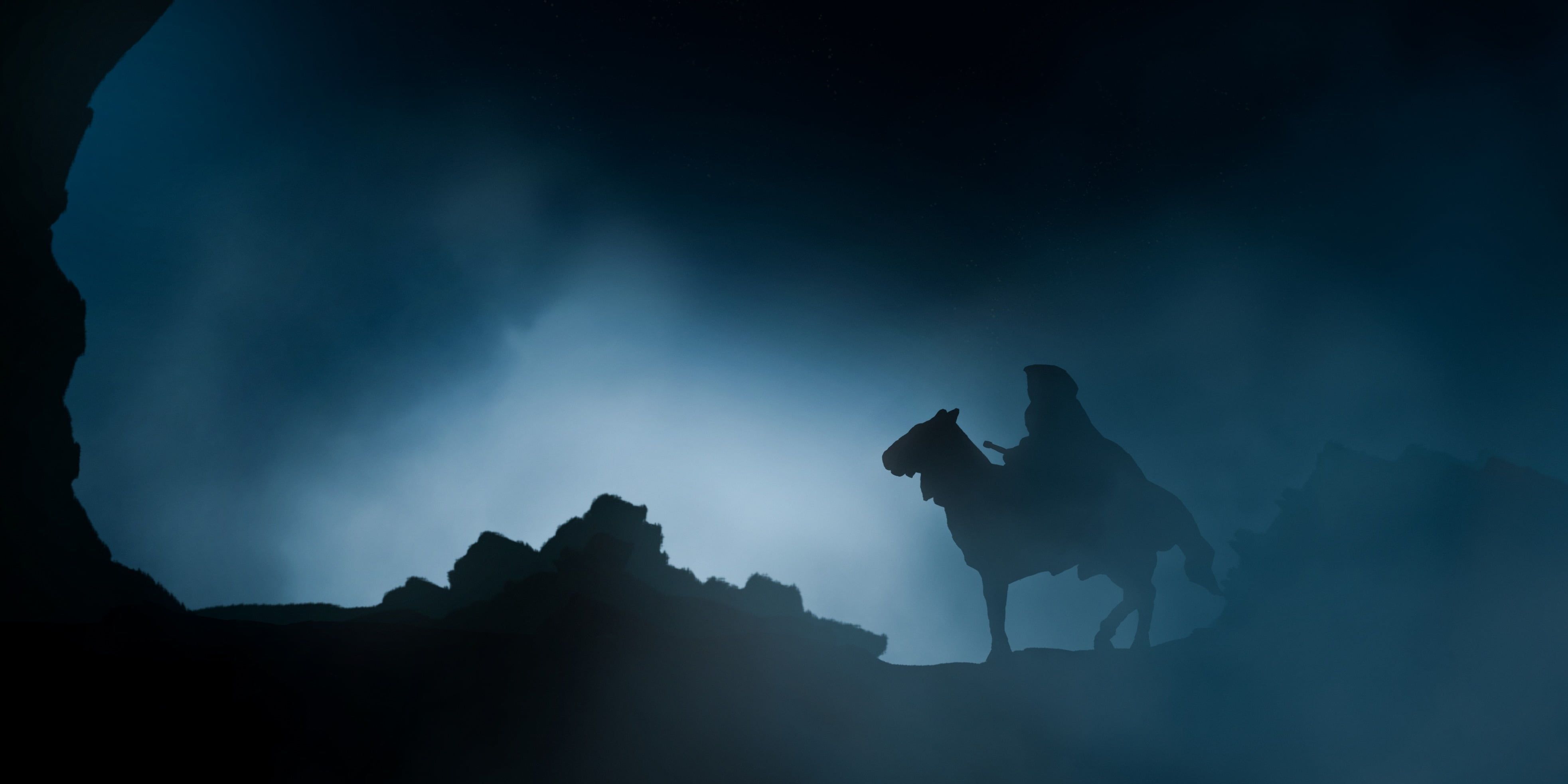 Night time shot of The Nazgul in The Lord Of The Rings