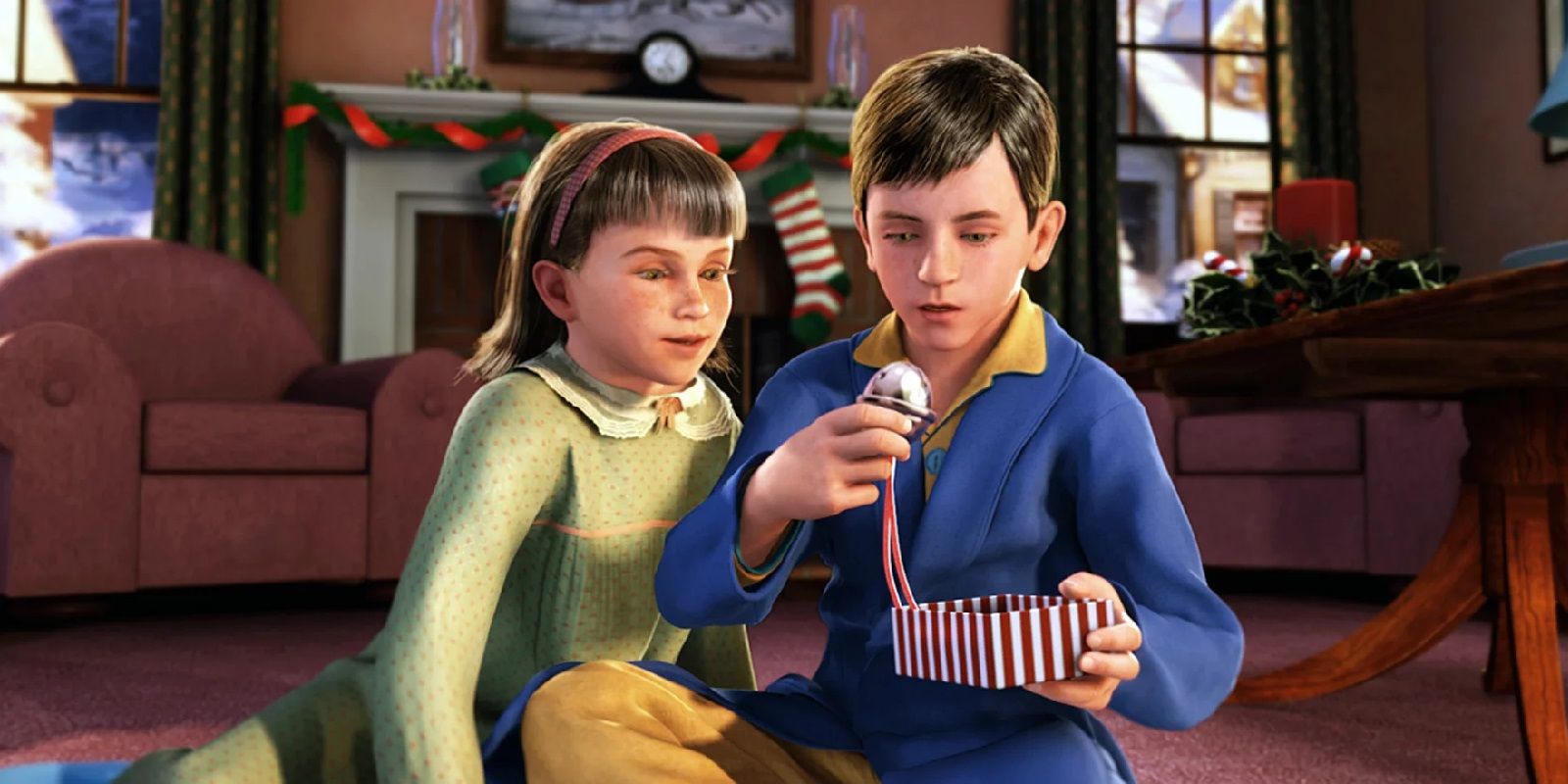 The Boy and his Sister opening presents in The Polar Express