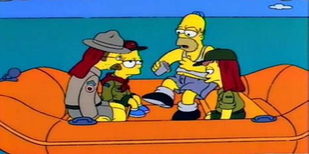 A still from the season 5 Simpsons episode Boy-Scoutz N The Hood.