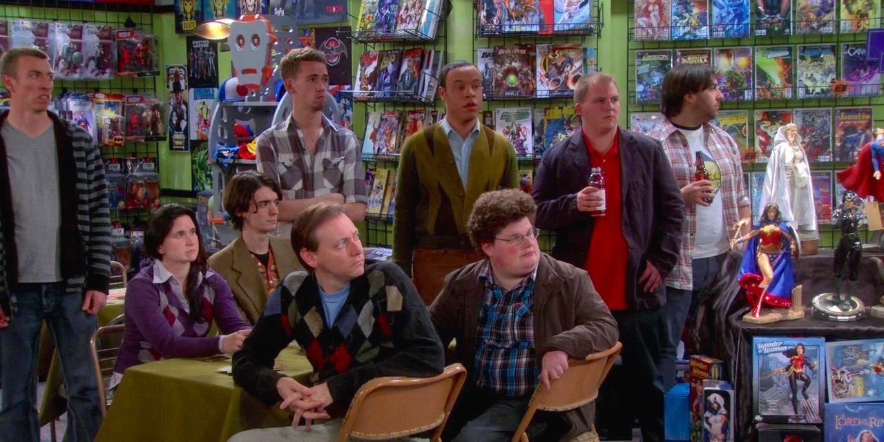 Customers at the comic book store in TBBT