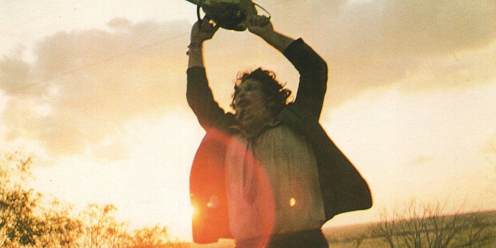 Leatherface waving his chainsaw around at the end of The Texas Chain Saw Massacre