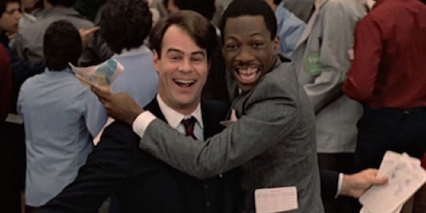 Billy Ray and Louis hugging in Trading Places.