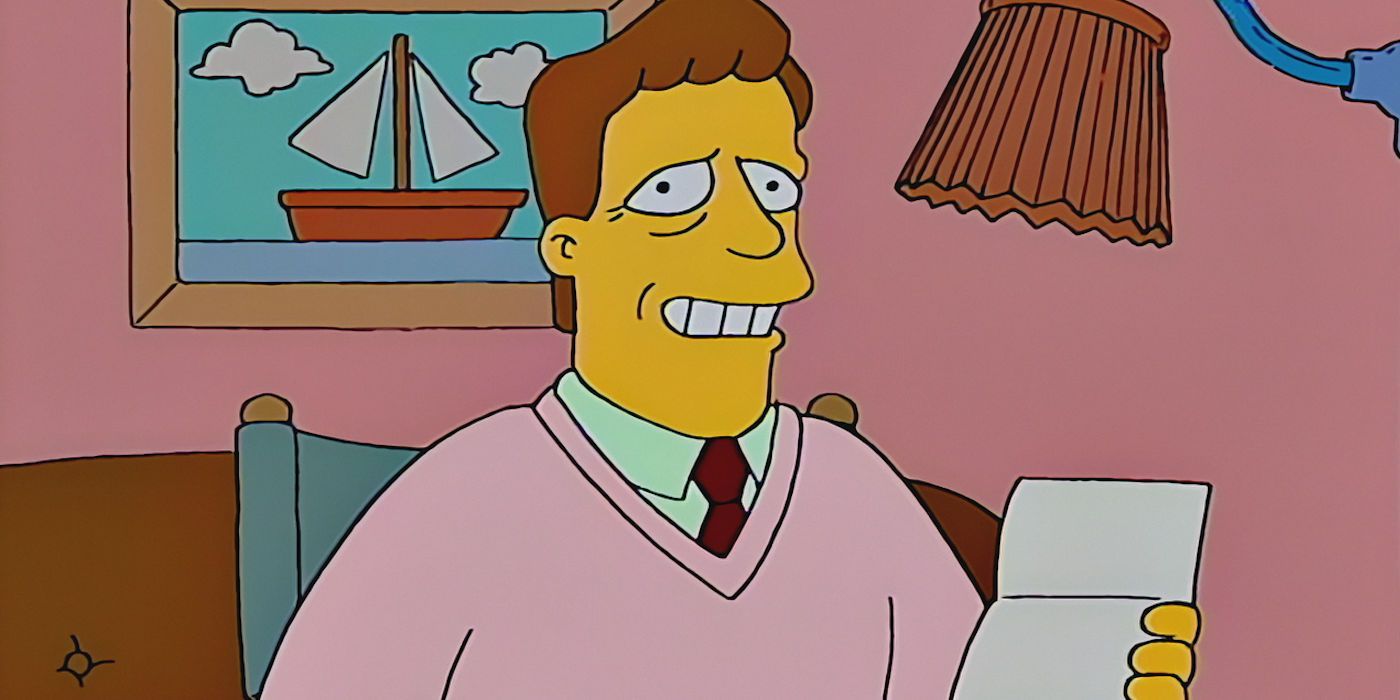 Troy McClure smiling at the Simpson's house in The-Simpsons-
