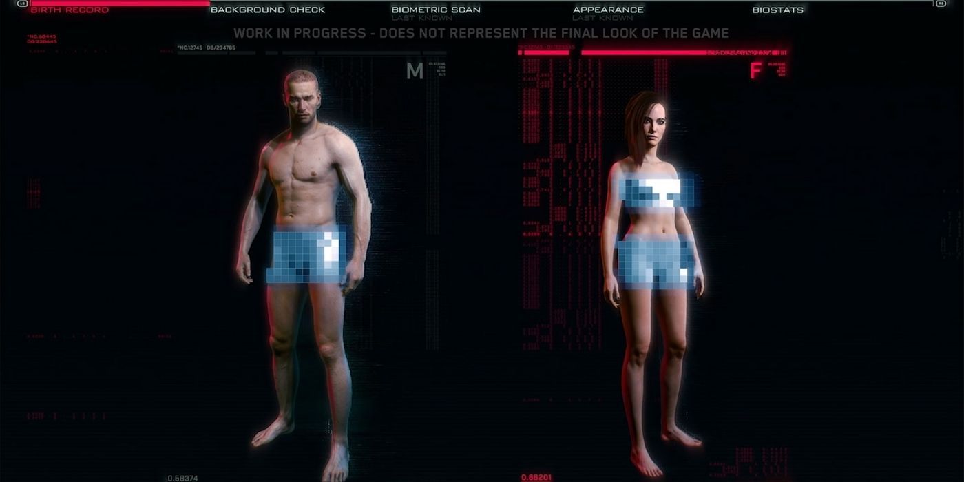 Character customization for male and female characters in Cyberpunk 2077