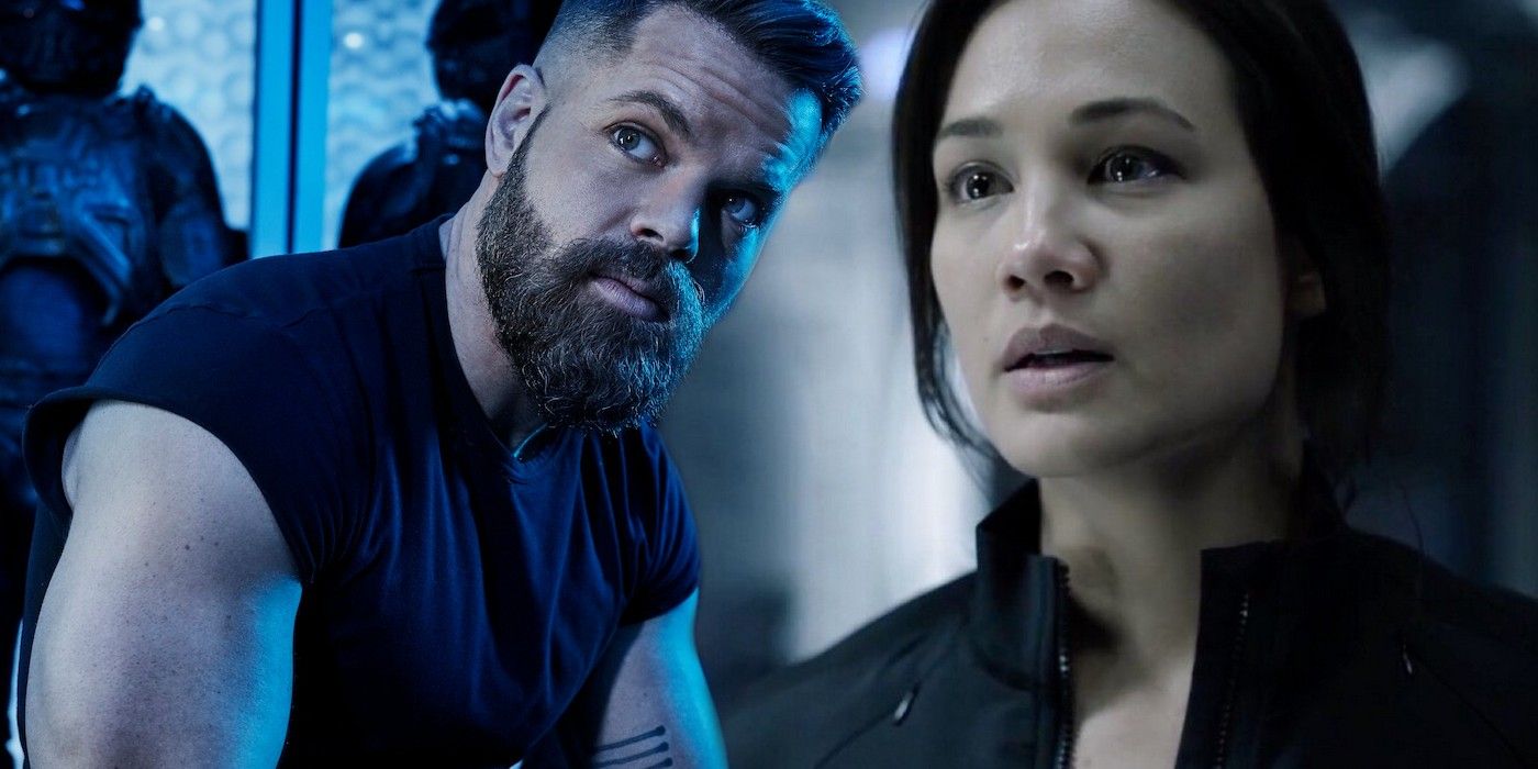 Wes Chatham as Amos Burton as Nadine Nicole as Clarissa Mao Peaches in The Expanse