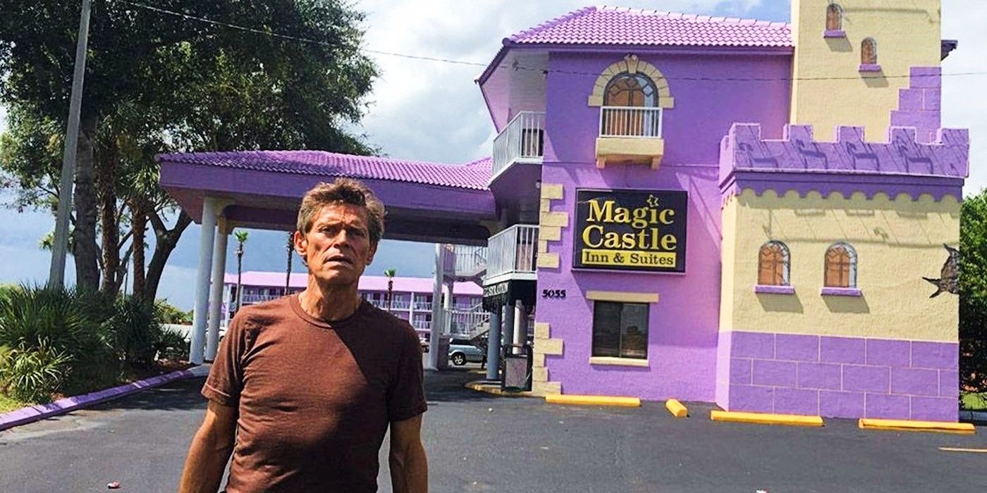 Bobby in front of the Magic Castle Motel in The Florida Project