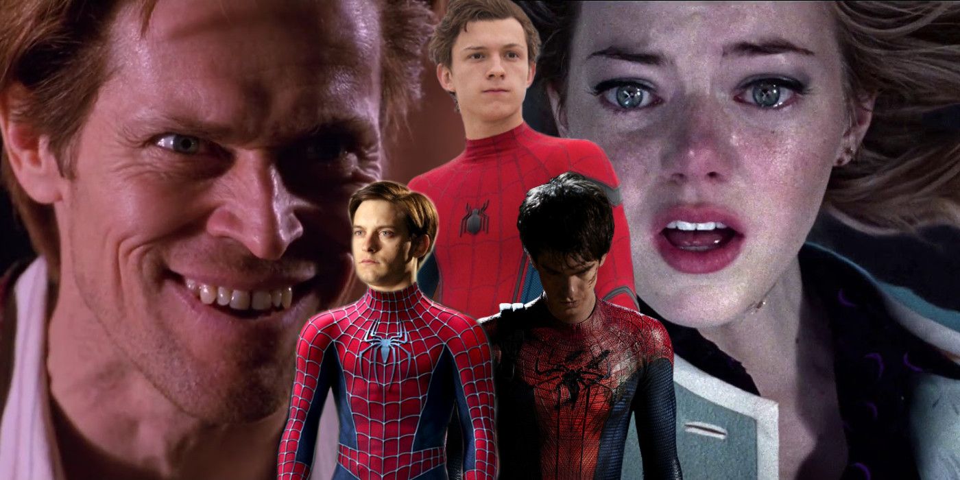 Willem Dafoe as Norman Osborn Emma Stone as Gwen Stacy Tom Holland Andrew Garfield Tobey Maguire as Peter Parker MCU Spider-Man 3