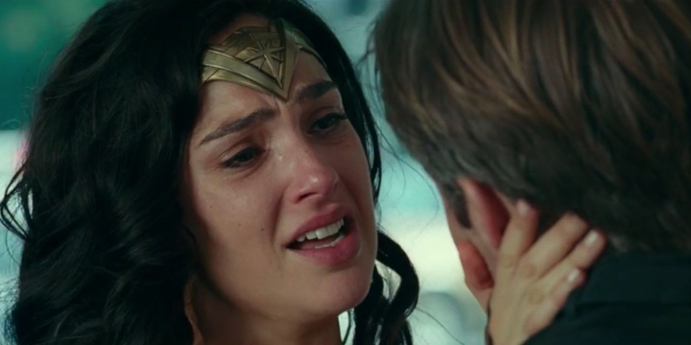 Diana crying as she says goodbye to Steve in Wonder Woman 1984