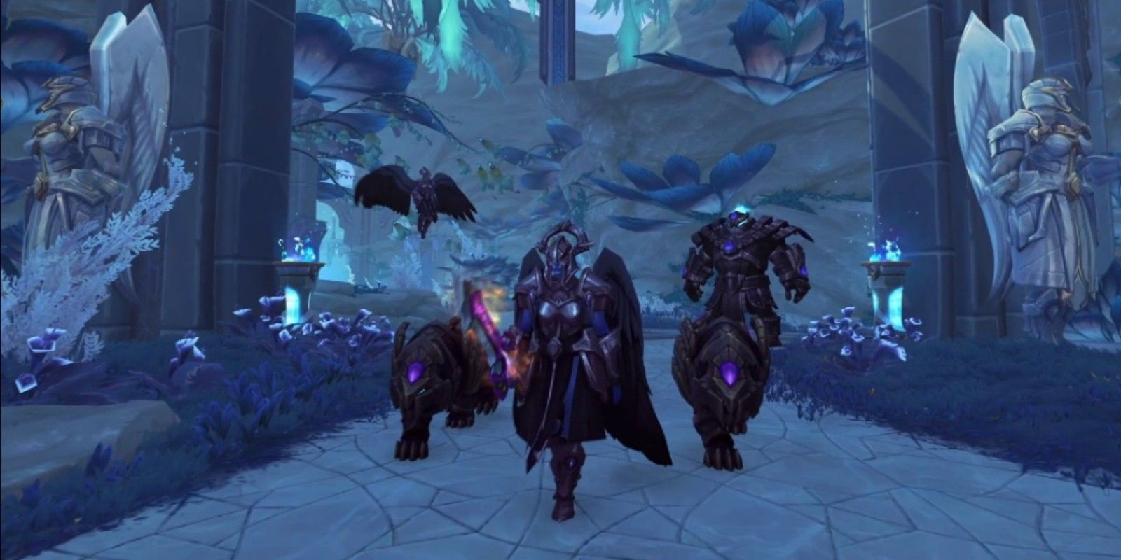 Players enter a dungeon in World of Warcraft: Shadowlands