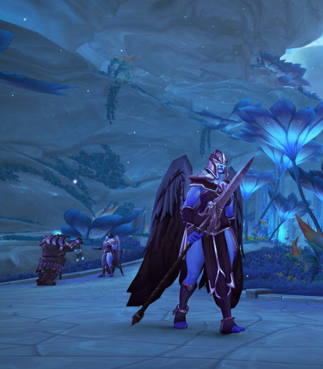 A player character raises their sword in World of Warcraft: Shadowlands