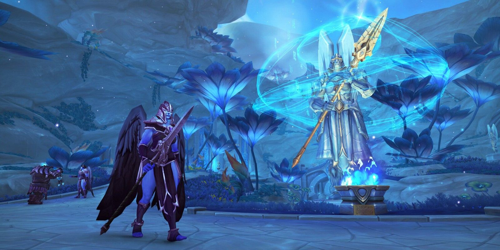 A player confronts an ethereal being in World of Warcraft: Shadowlands