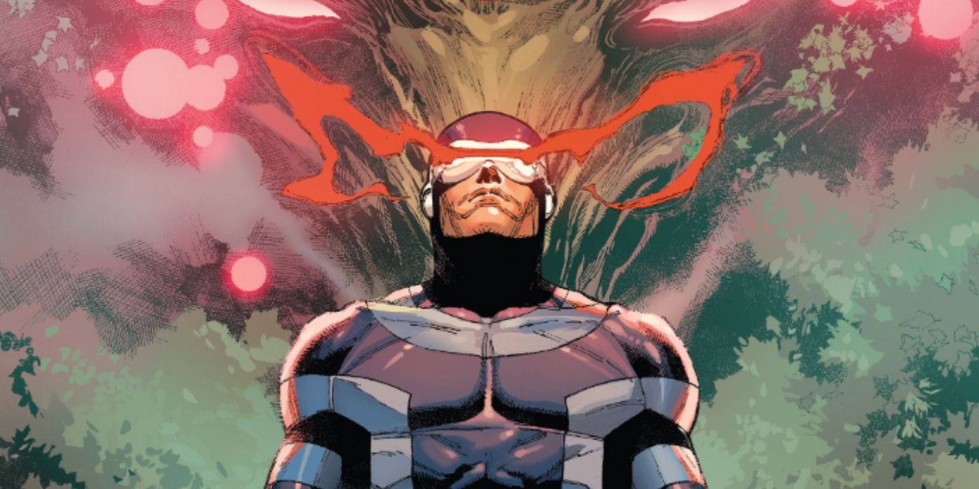 X-Men Cyclops shooting his beams to the sky in the comics