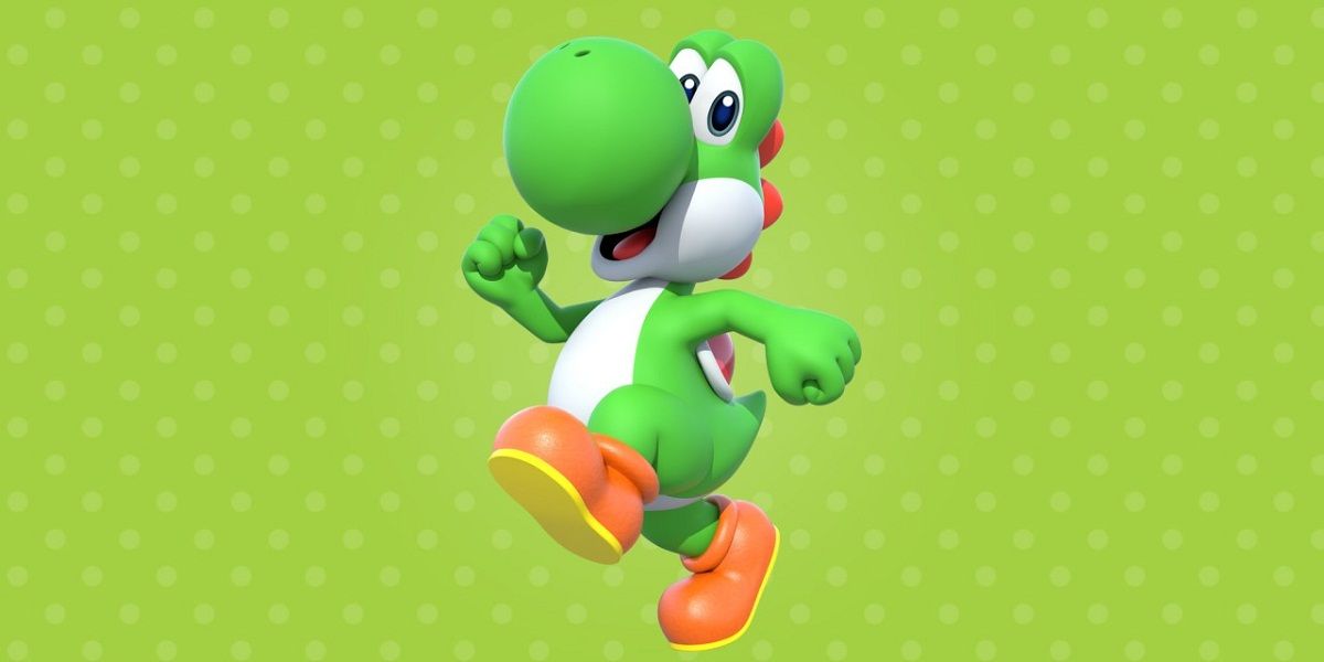 Yoshi on a green background.