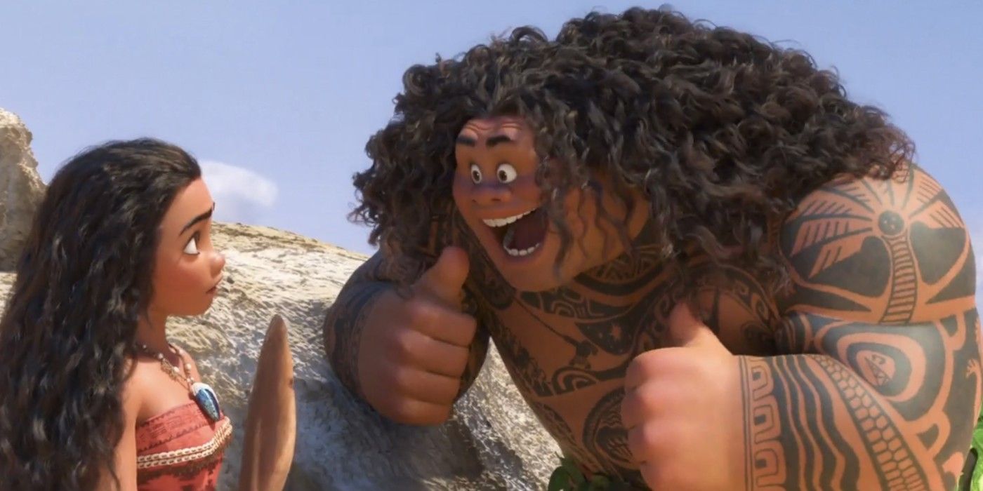 Maui cantando You're Welcome em Moana da Disney