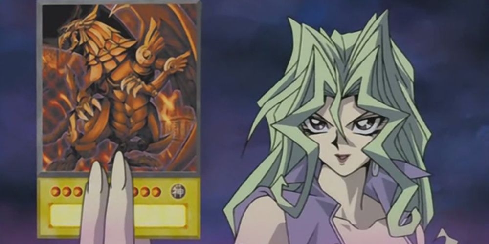 Mai with the Winged Dragon of Ra in Yu-Gi-Oh!