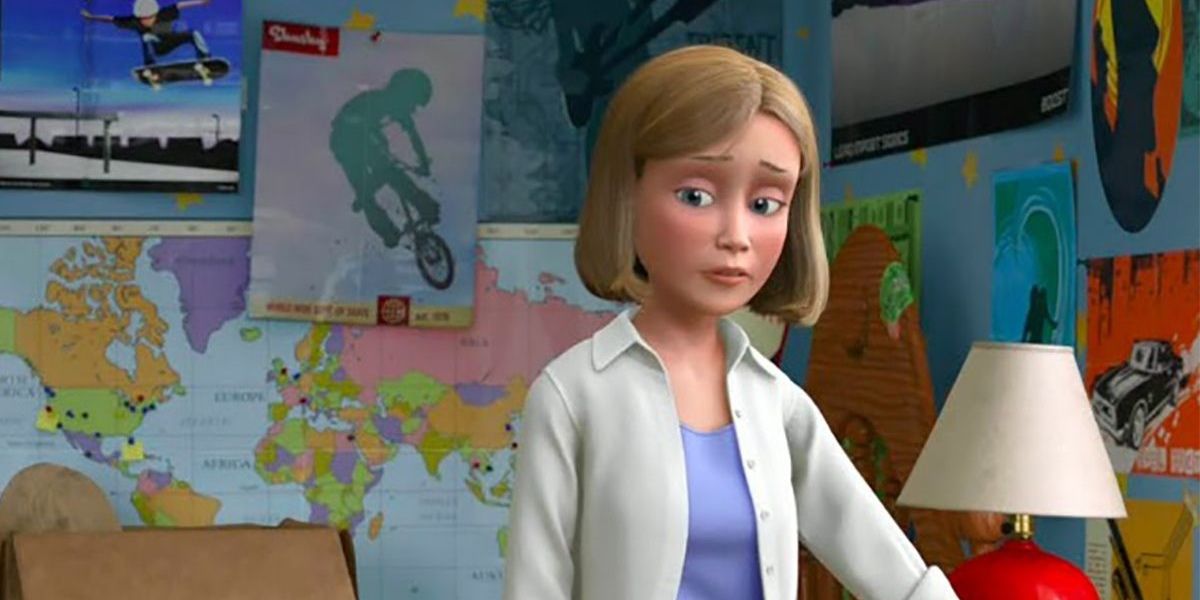 A mãe de Andy parece desanimada em Toy Story