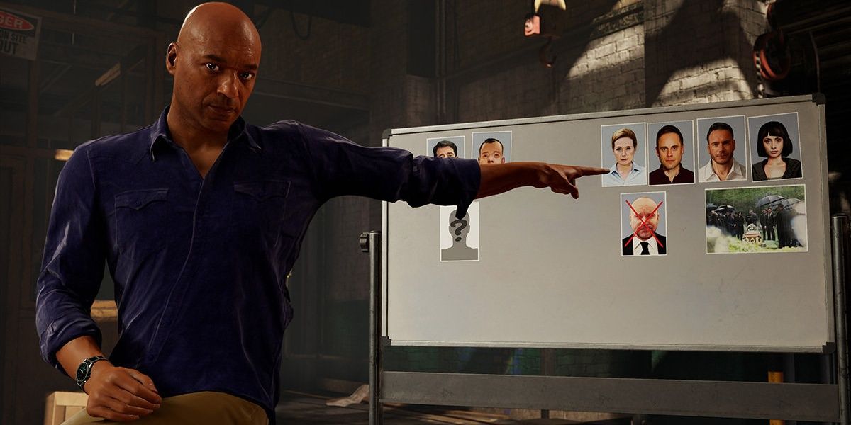blood and truth Colin salmon character pointing