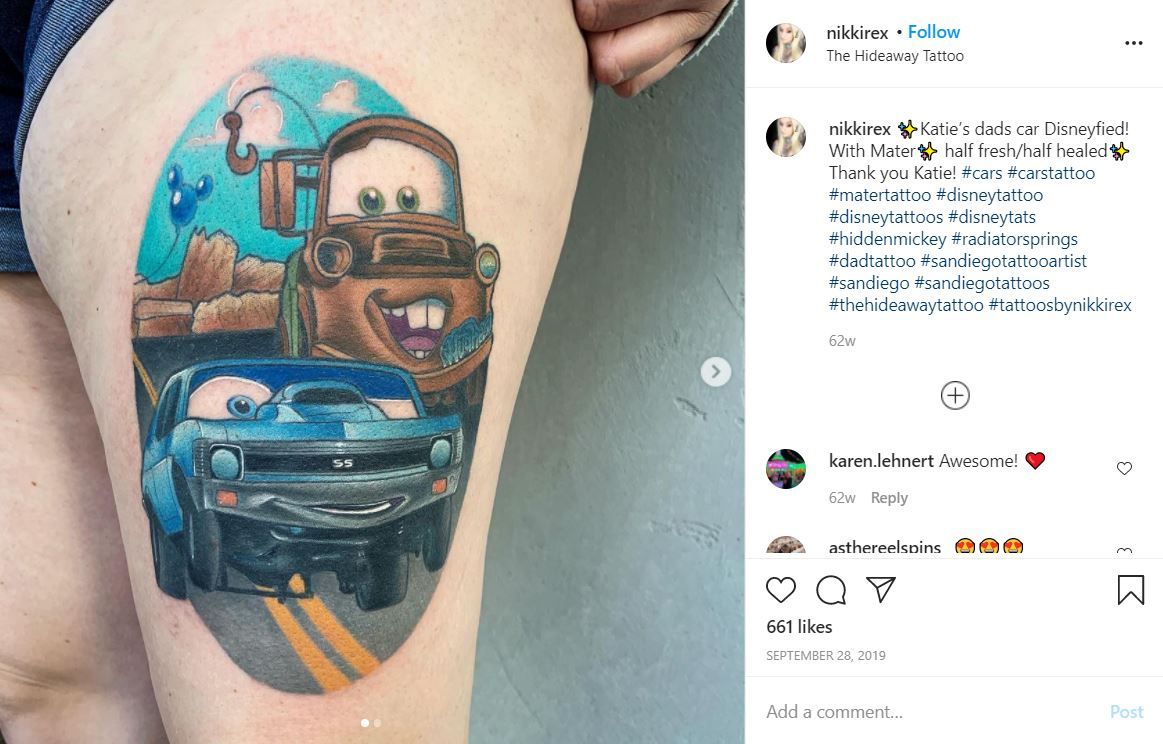 handpoke tattoo of a tiny car | Stable Diffusion