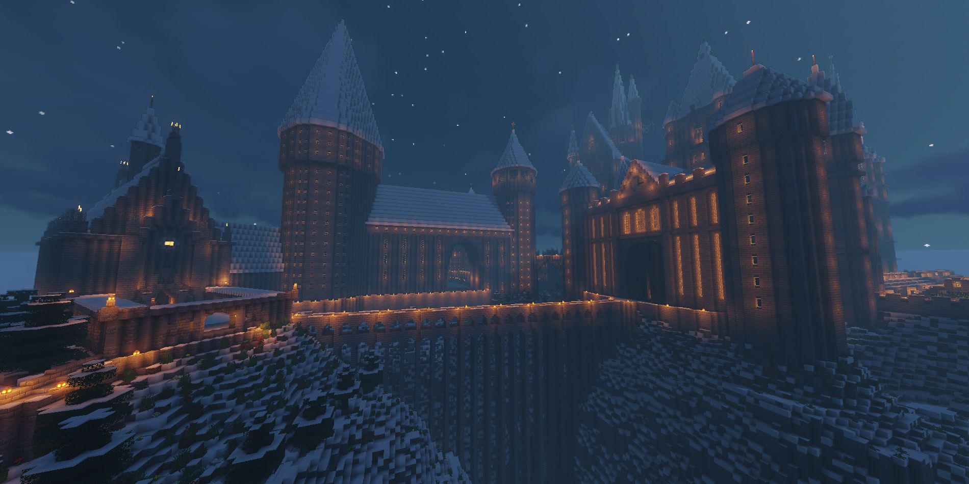Minecraft Build Ideas Harry Potter Hogwarts Castle in Winter