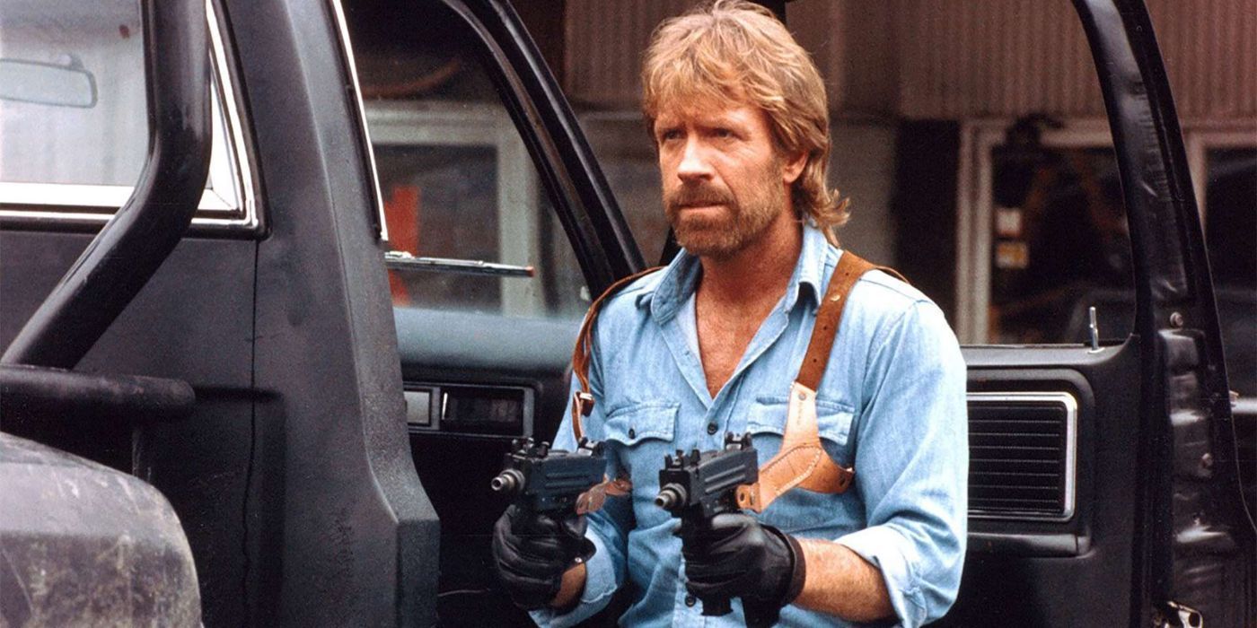 A picture of Chuck Norris in his early career is shown.