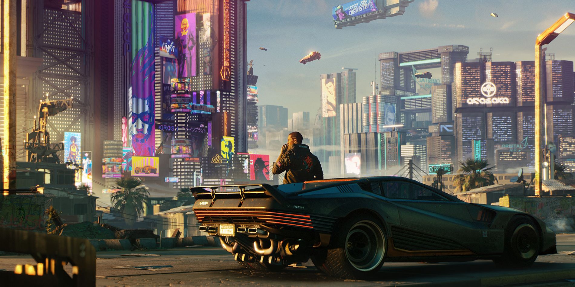 Cyberpunk 2077 V car city skyline