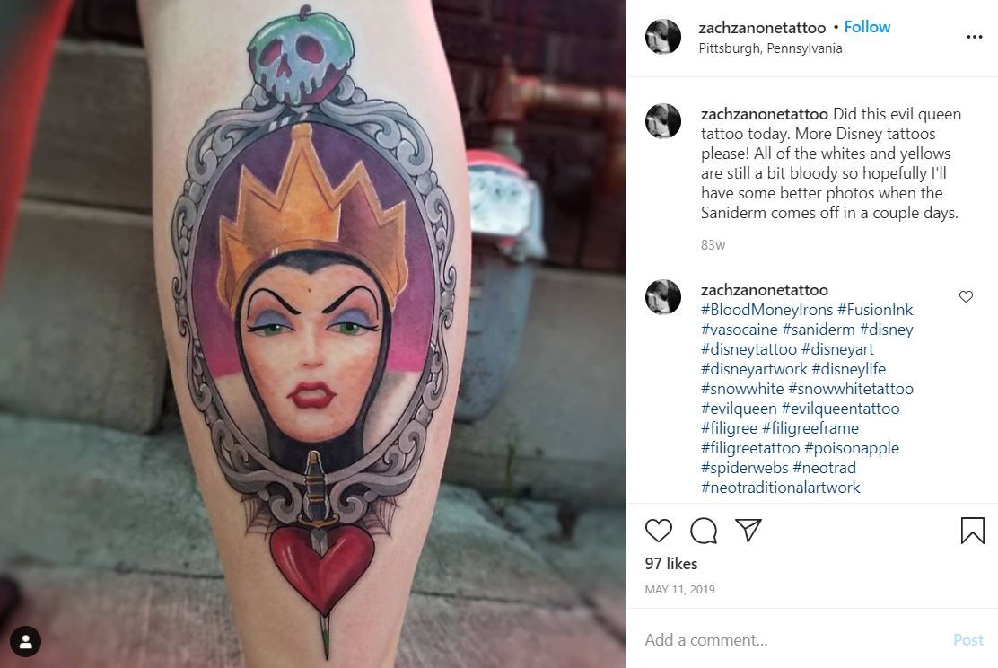 Snow White, alternative princess with tattoos, hipster