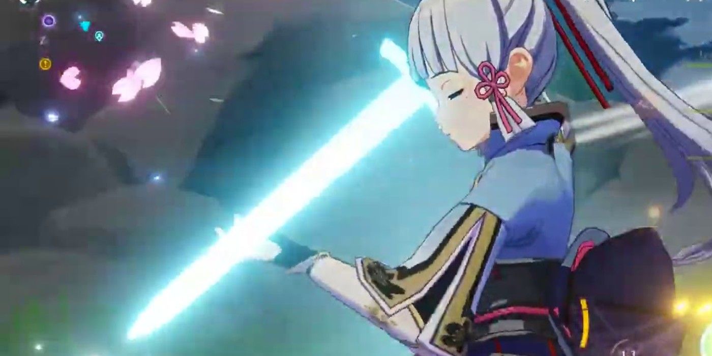 Kamisato wields a lightsaber in Genshin Impact.