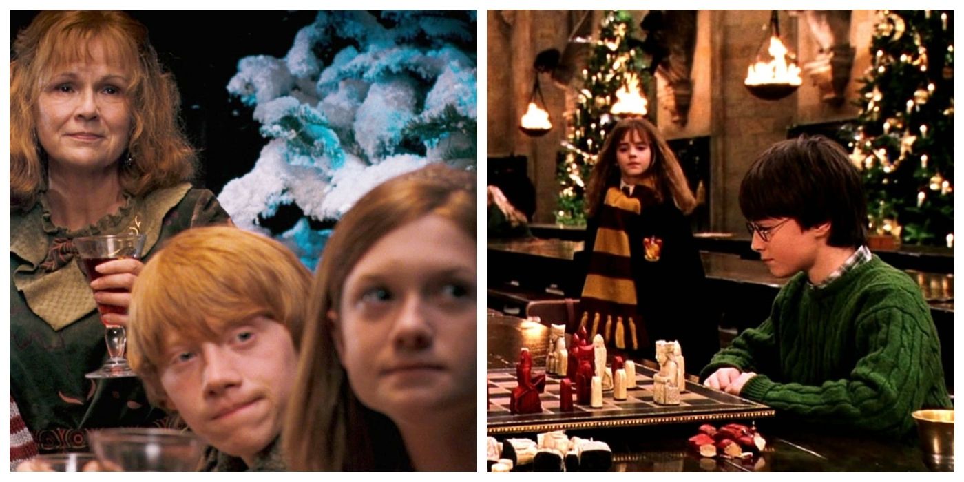 harry potter christmas ron, hermione, harry and ginny