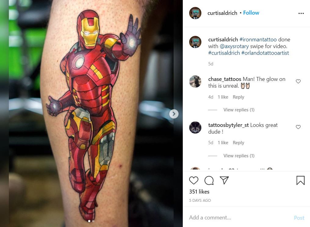 Iron Man Tattoo by Curtisaldrich on Instagram
