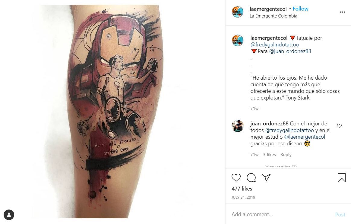 Iron Man tattoo by Fredygalindotattoo on Instagram
