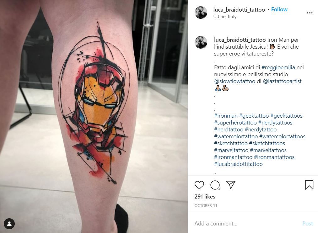 Iron Man tattoo by Luca_Braidotti_tattoo on Instagram
