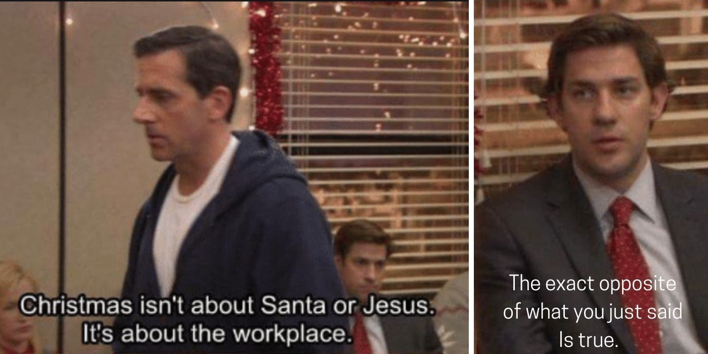 michael scott and jim talking about christmas - the office