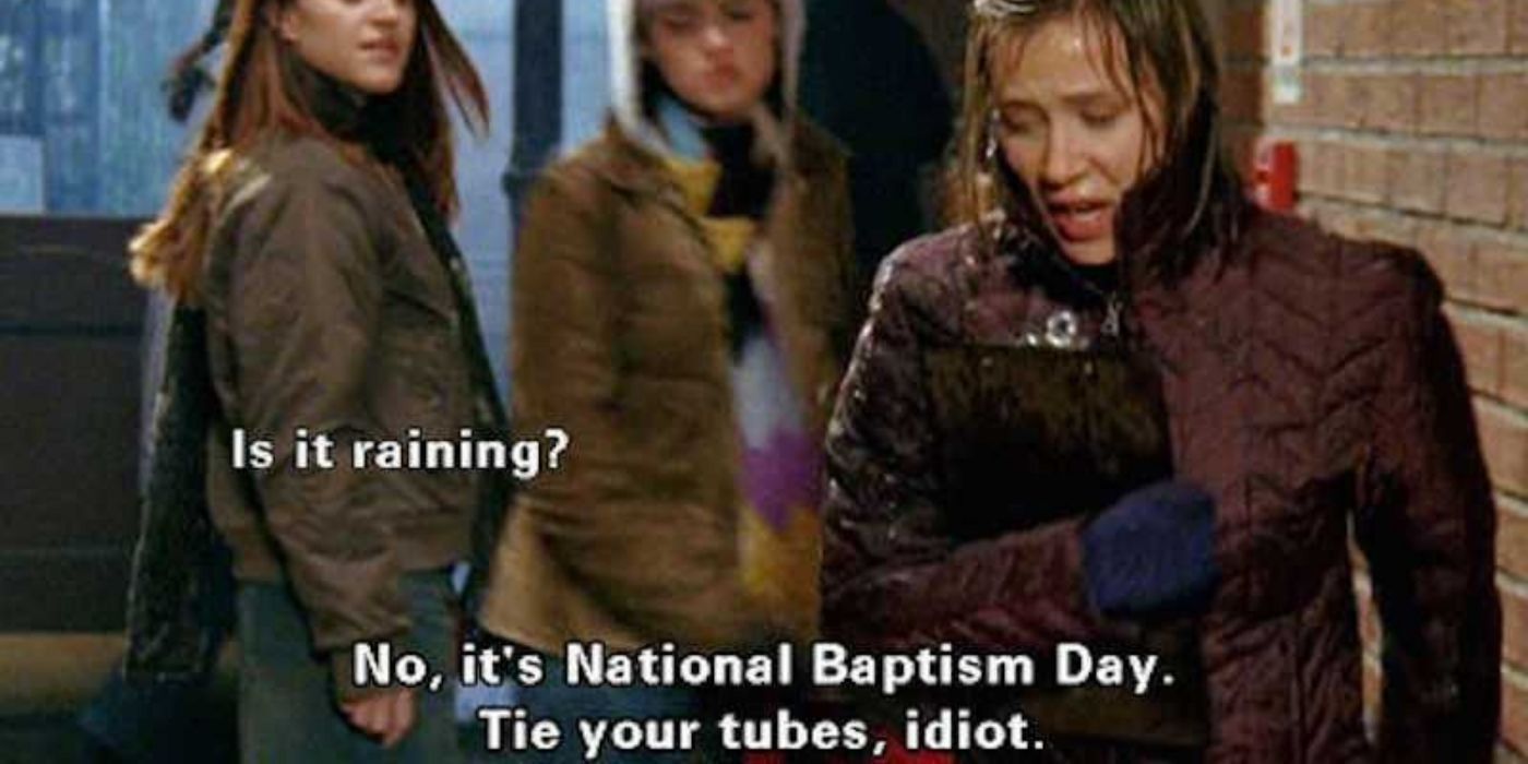 A wet Paris clapping back at a girl in Gilmore Girls