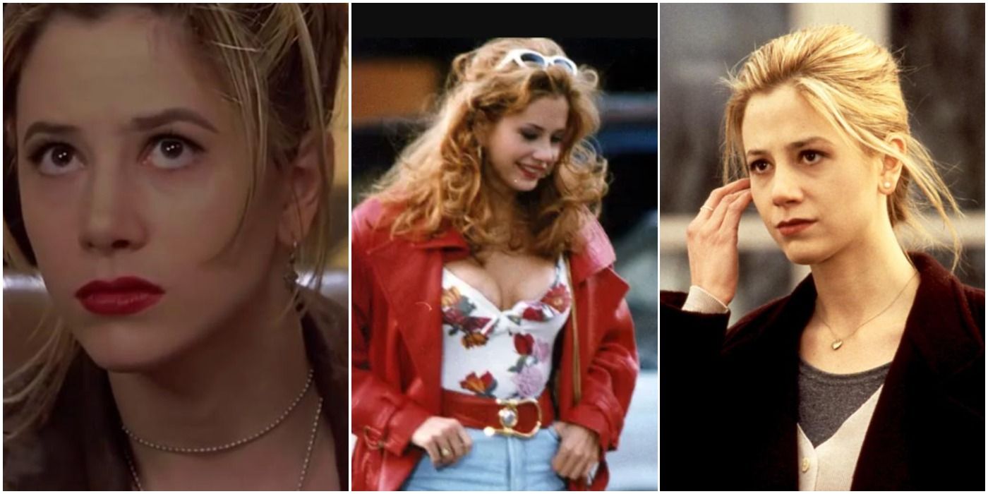 3 vertical images featuring mira sorvino roles