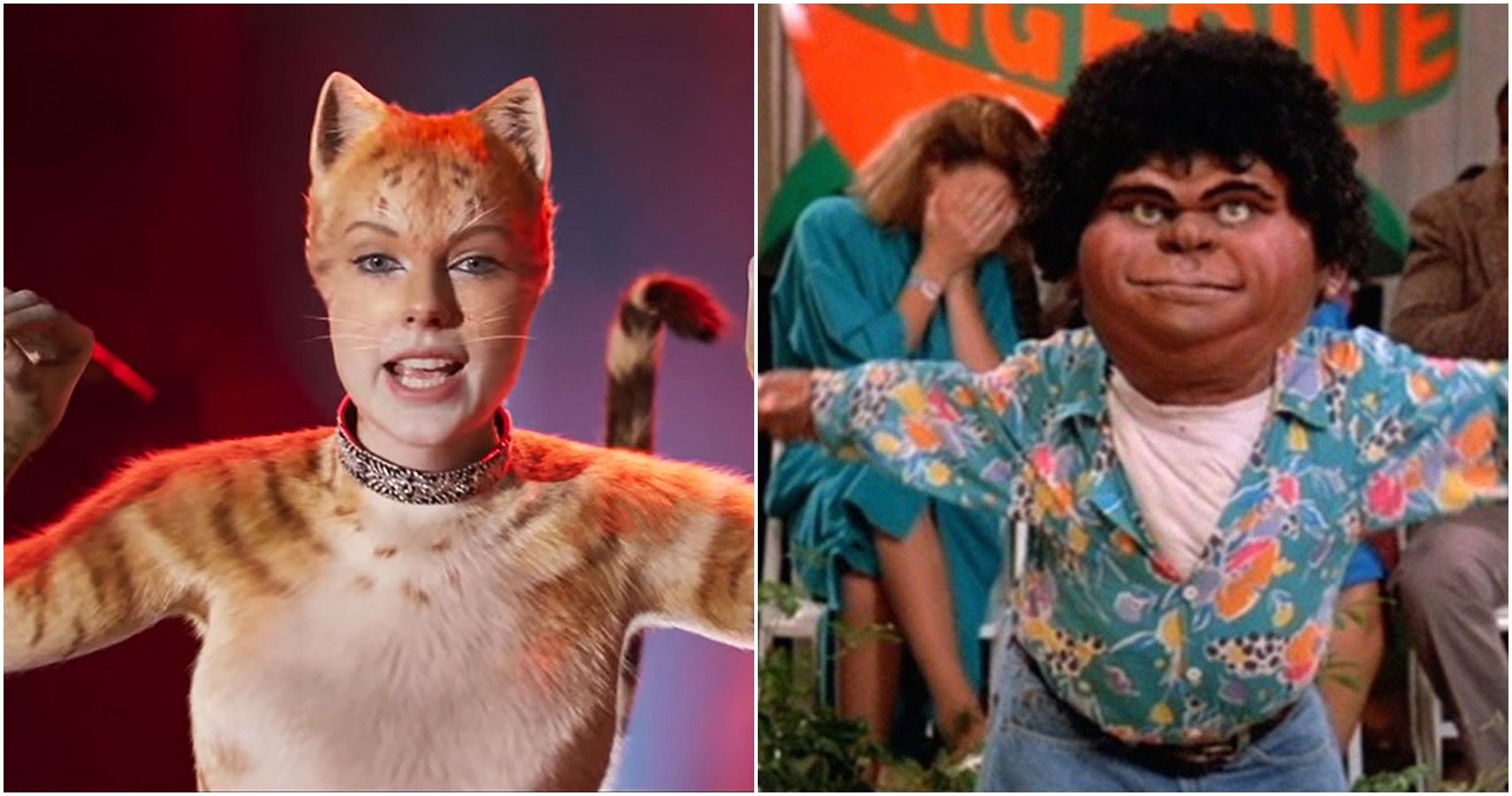A promotional image featuring images from Cats and The Garbage Pail Kids Movie.