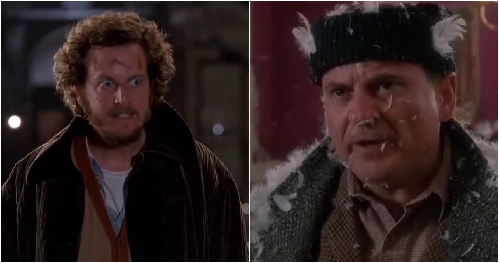 Marv on left and Harry on right from Home Alone split image