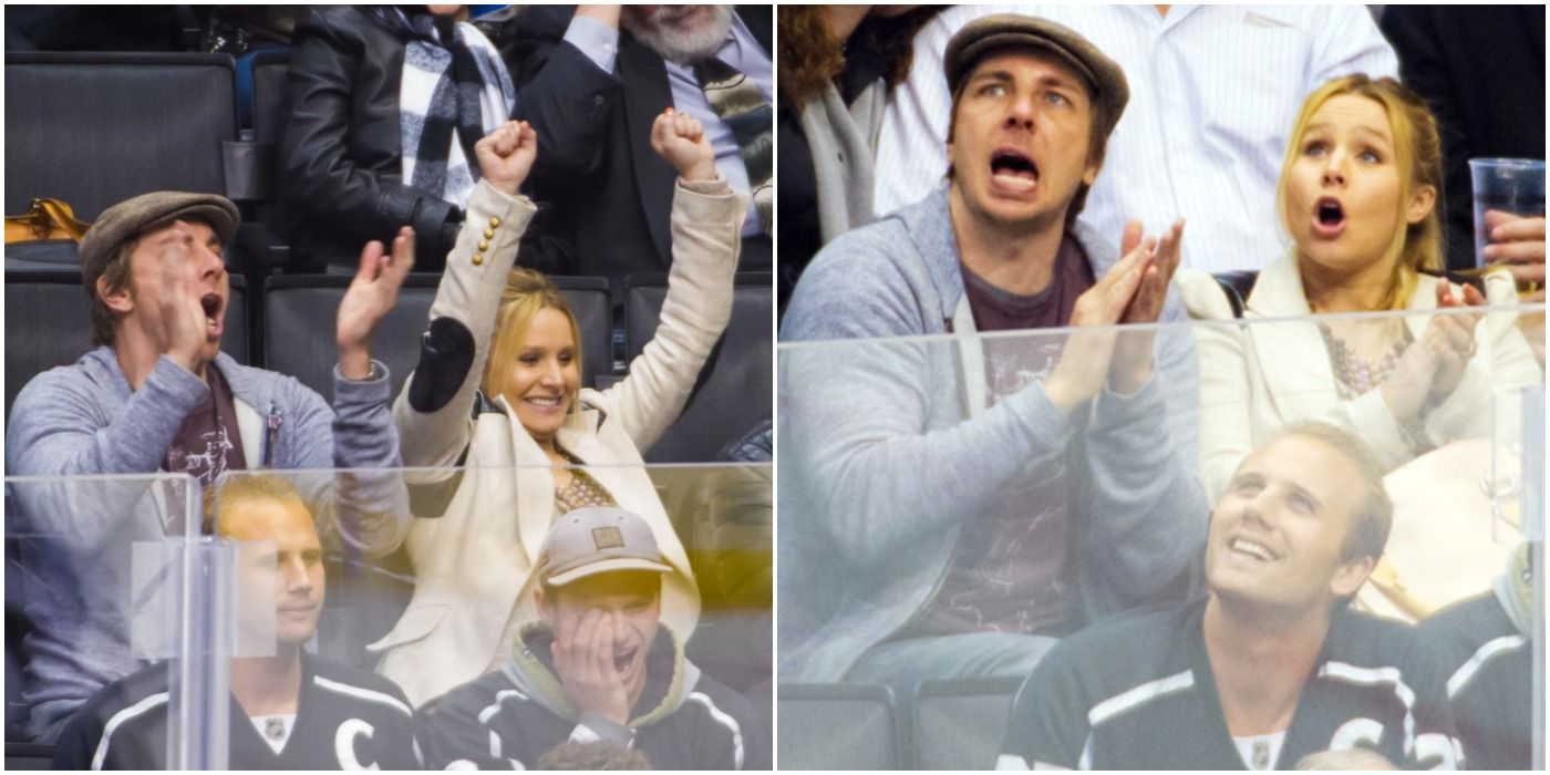 Kristen Bell Dax Shepard - Detroit Red Wings Game