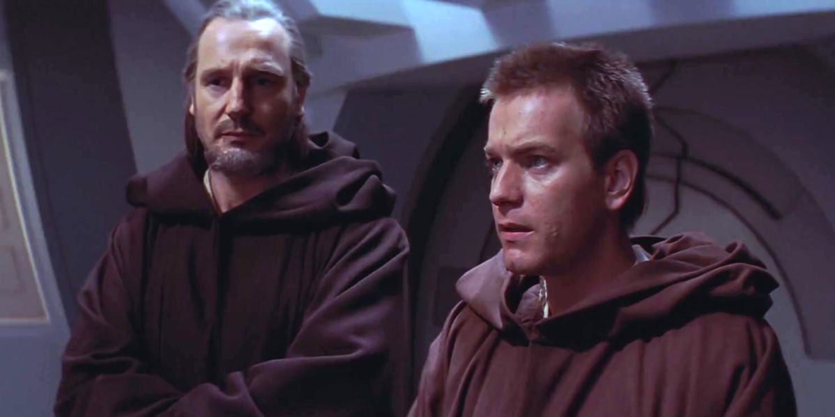 Qui-Gon and Obi-Wan arrive on the Trade Federation ship in The Phantom Menace